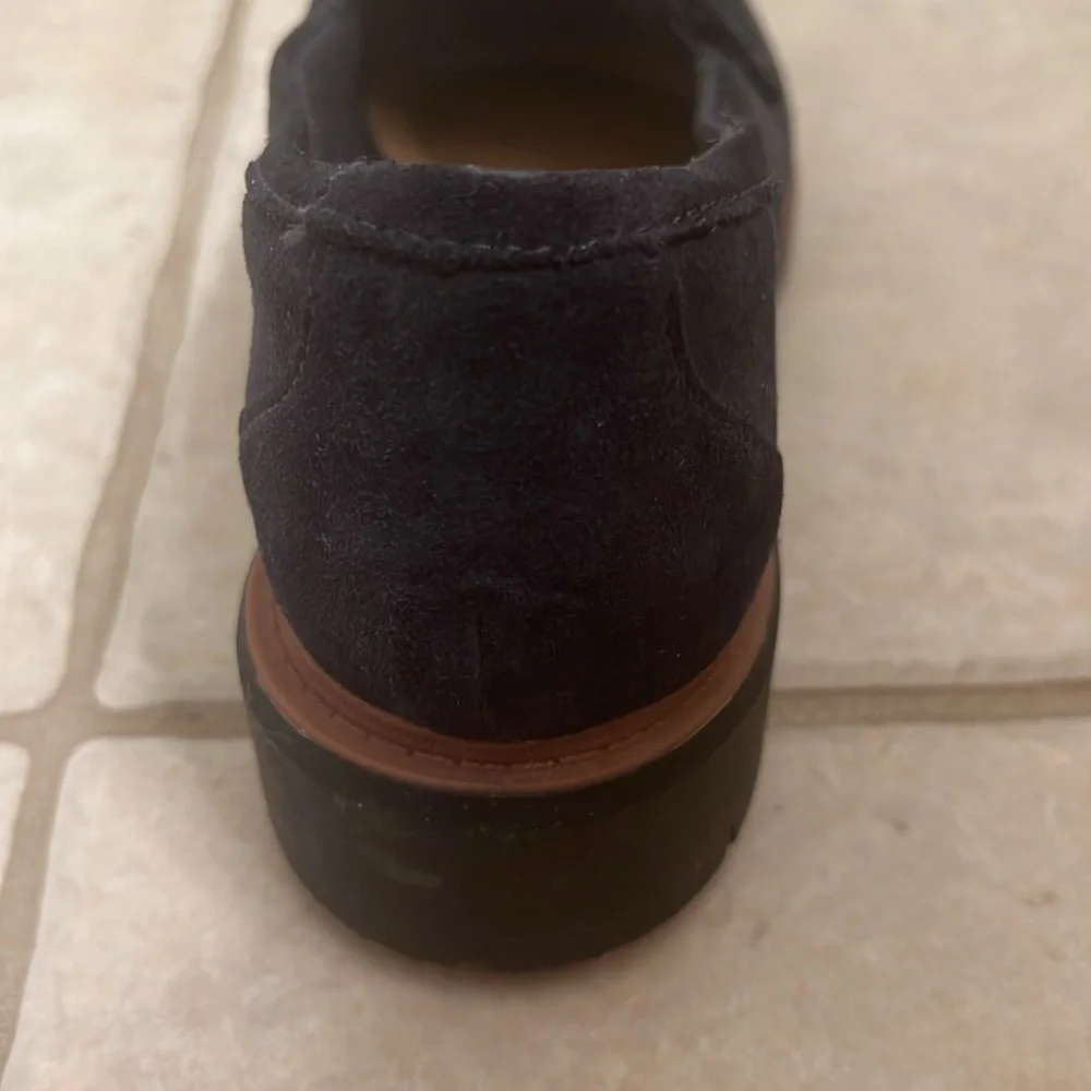 Navy Suede Clarks Westlynn Bella Leather Slip-On Loafers with Tassels Size 8.5 - Picture 14 of 16